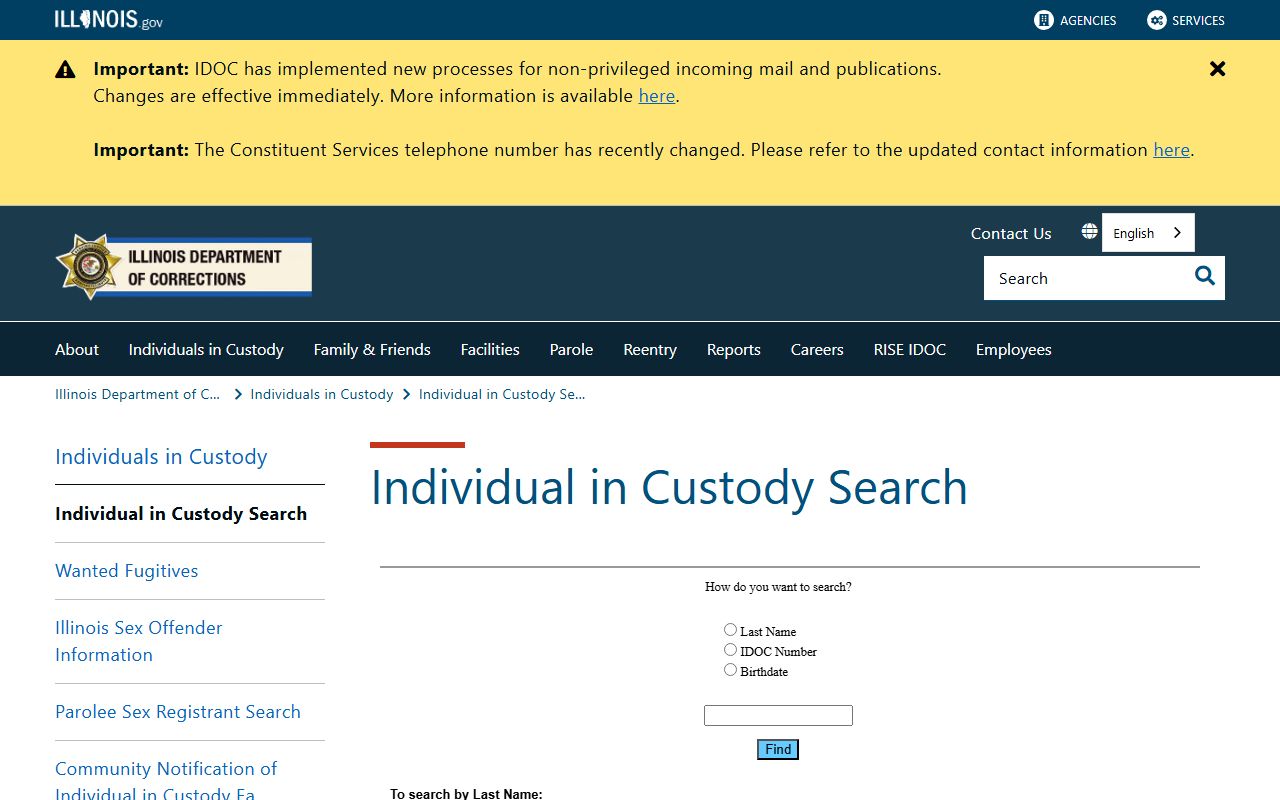 Vandalia Correctional Center IDOC inmate lookup source
